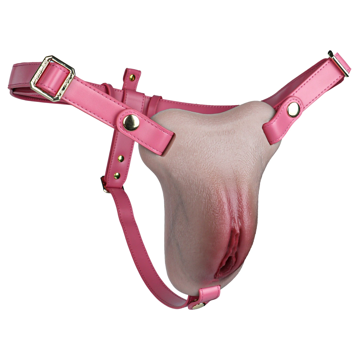 Mia Leather Wearable Realistic Vagina Pants for Crossdresser, Soft Silicone Fake Vagina with Textured Interior