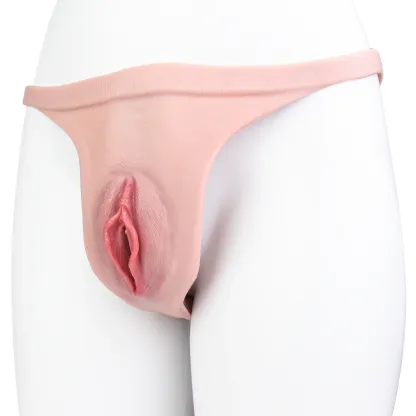Ella Beginner Realistic Vagina Pants, Portable Hollow Crossdresser Panties for New Users