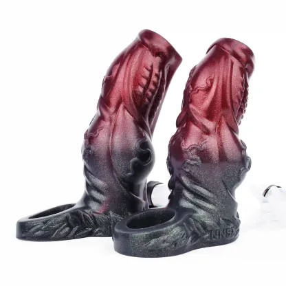 John 5.6" x 2.0" Black Warrior Water Spraying Cock Sleeve