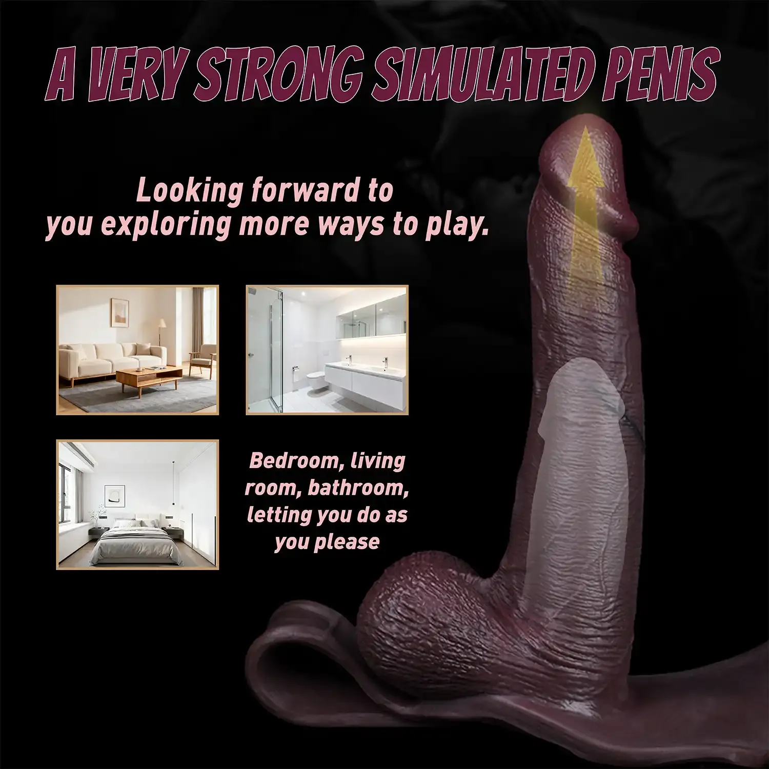 Sam 10" x 2.3" Super Huge Strap on Black Realistic Penis Extender