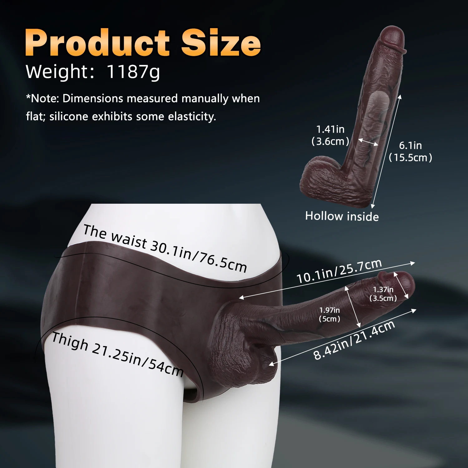 Byron 10" x 2" Wearable Realistic Black Huge Cock Extender