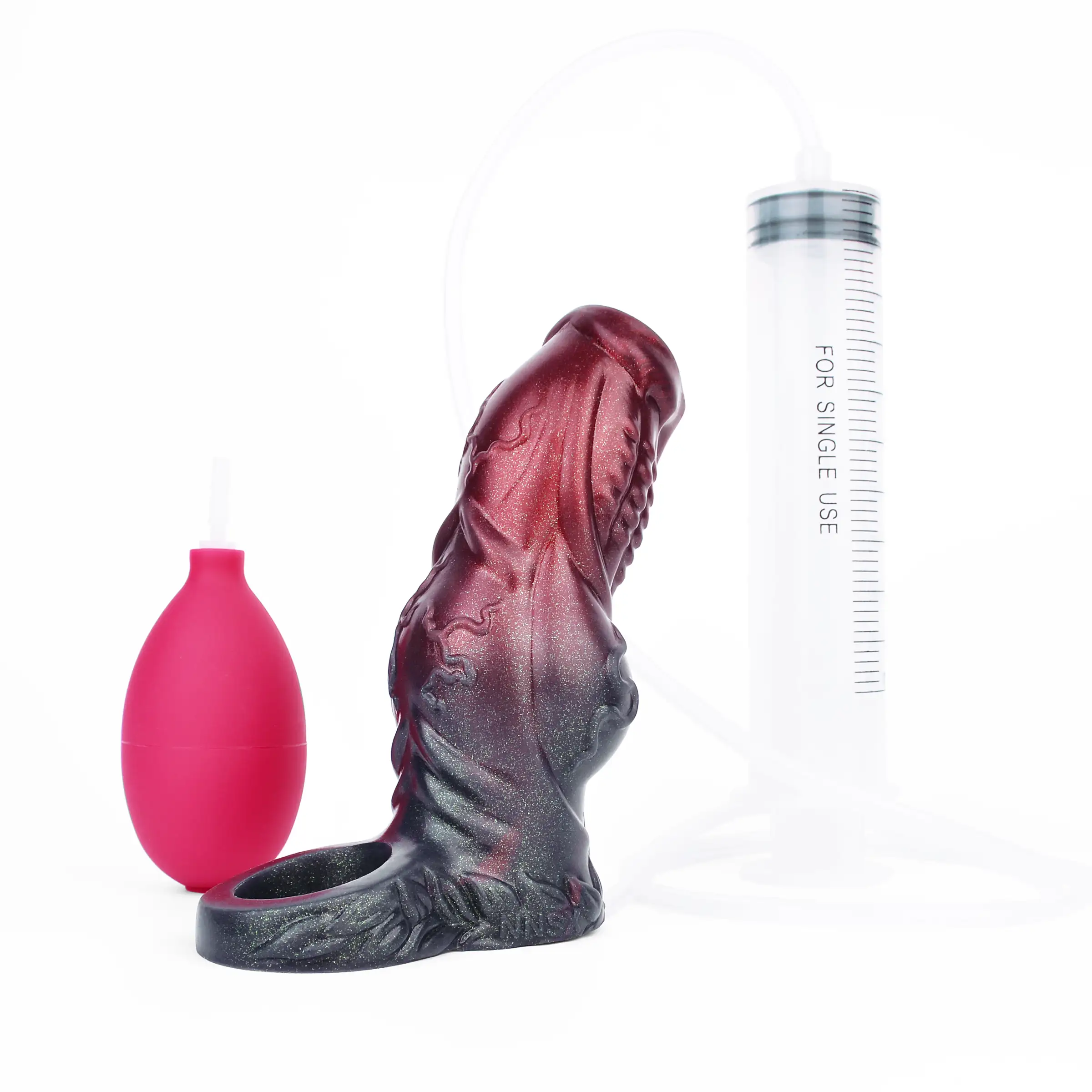 John 5.6" x 2.0" Black Warrior Water Spraying Cock Sleeve