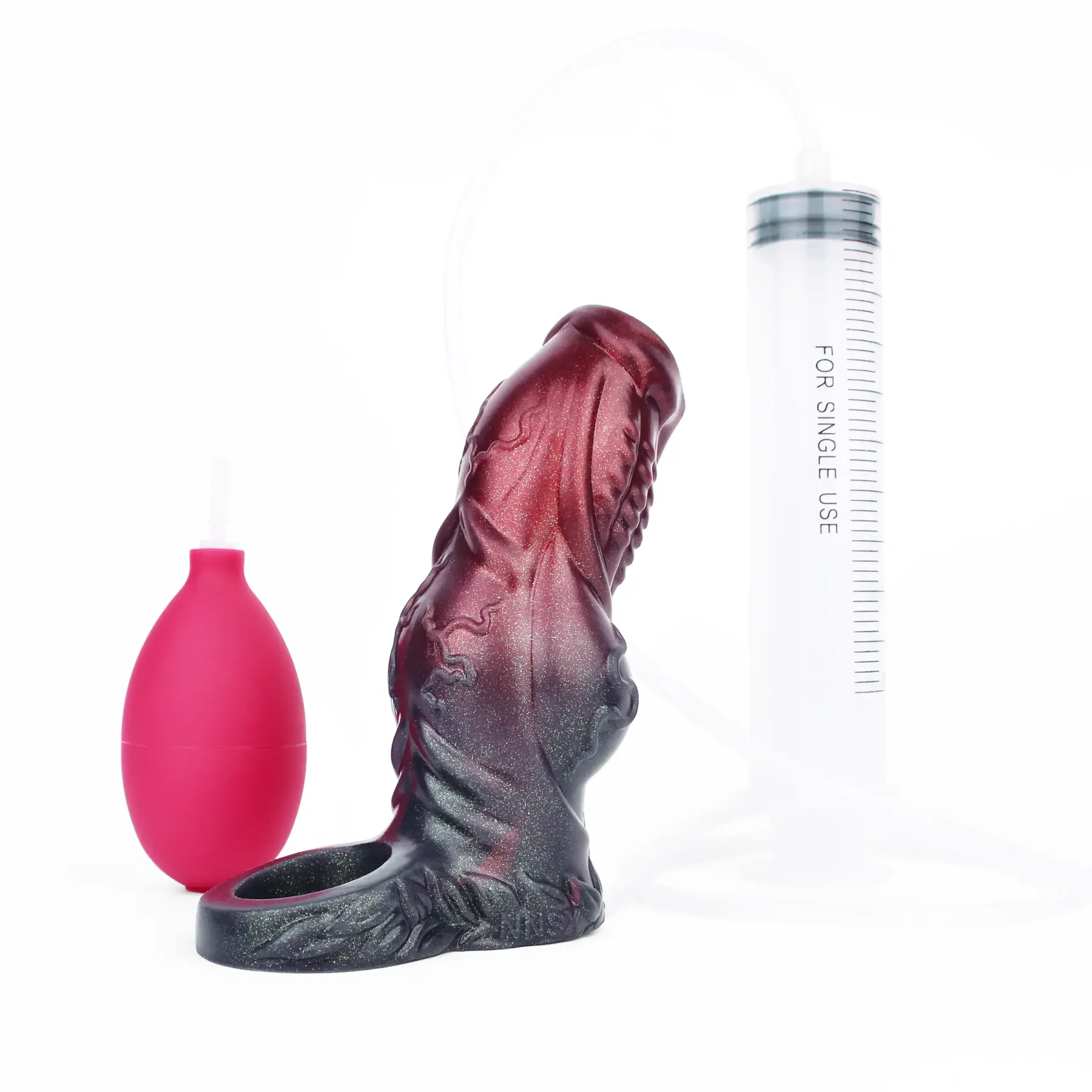 John 5.6" x 2.0" Black Warrior Water Spraying Cock Sleeve