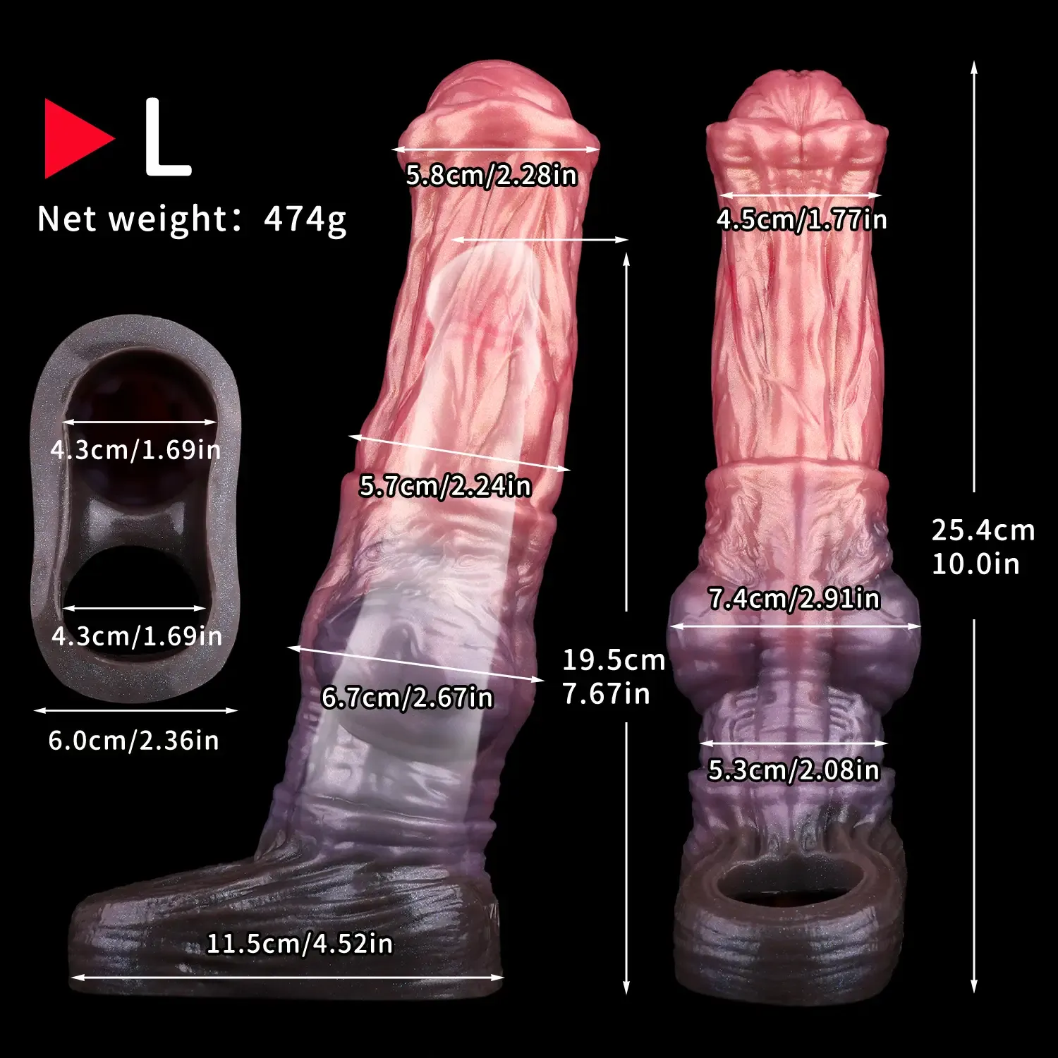 Titan 10" x 2.7" Horse Fantasy Penis Extender- L/M/S