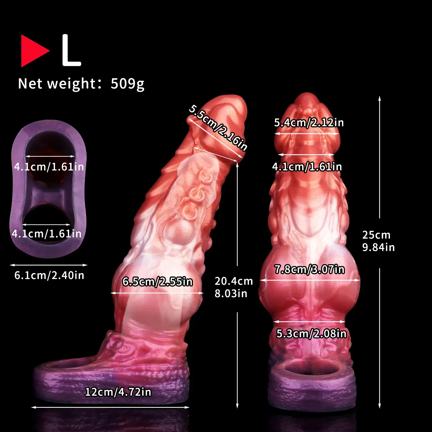 Nicholas 9.8" x 3.1" Purple Moutain Dragon Penis Enlargement Sleeve With 3 Size