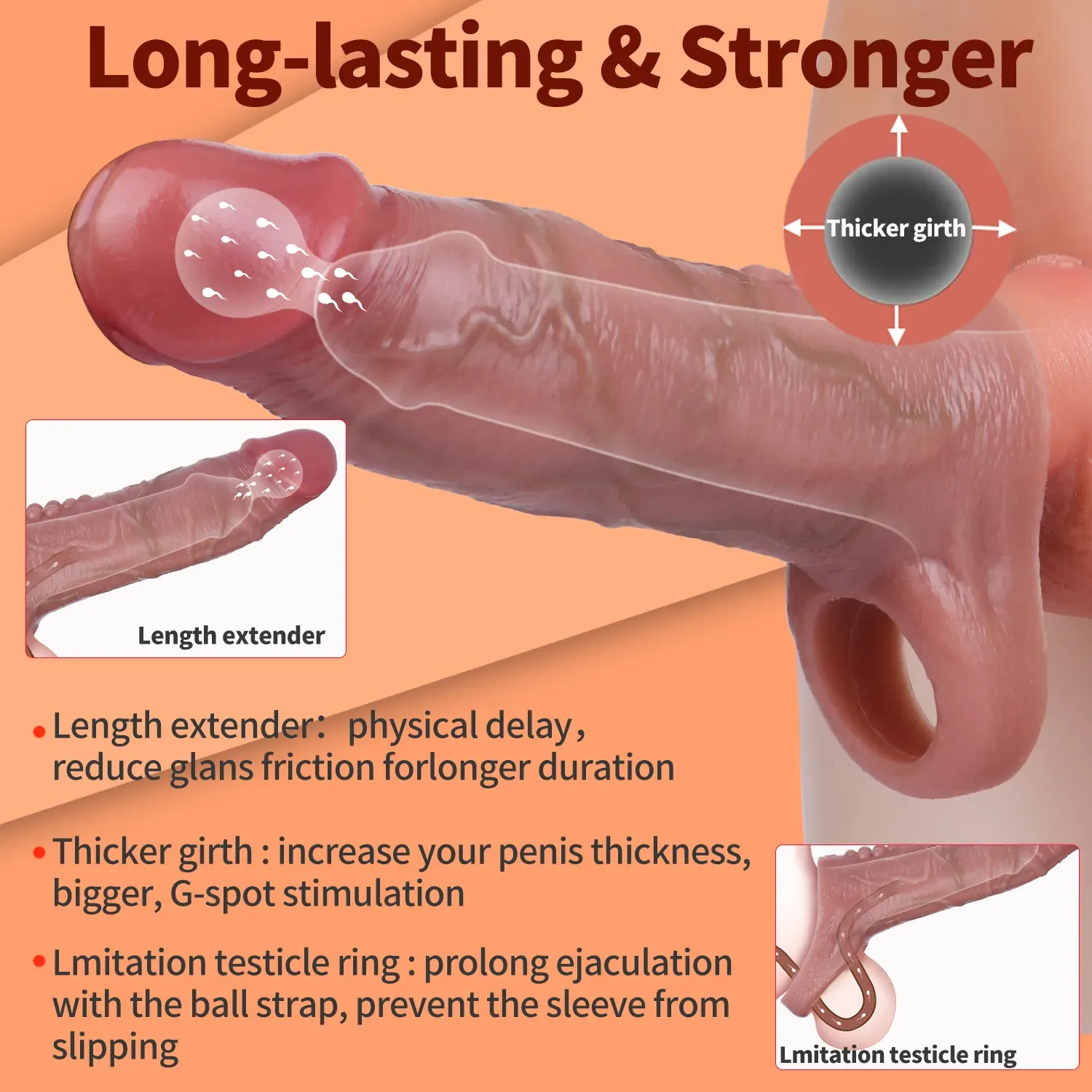 Leobotas 6.6“x1.7” Flesh Skin Realistic Penis Extender Sleeve