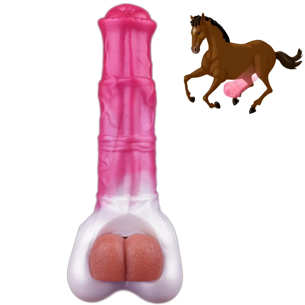 7" x 1.69" White&Red Horse Fantasy Dick Sleeve