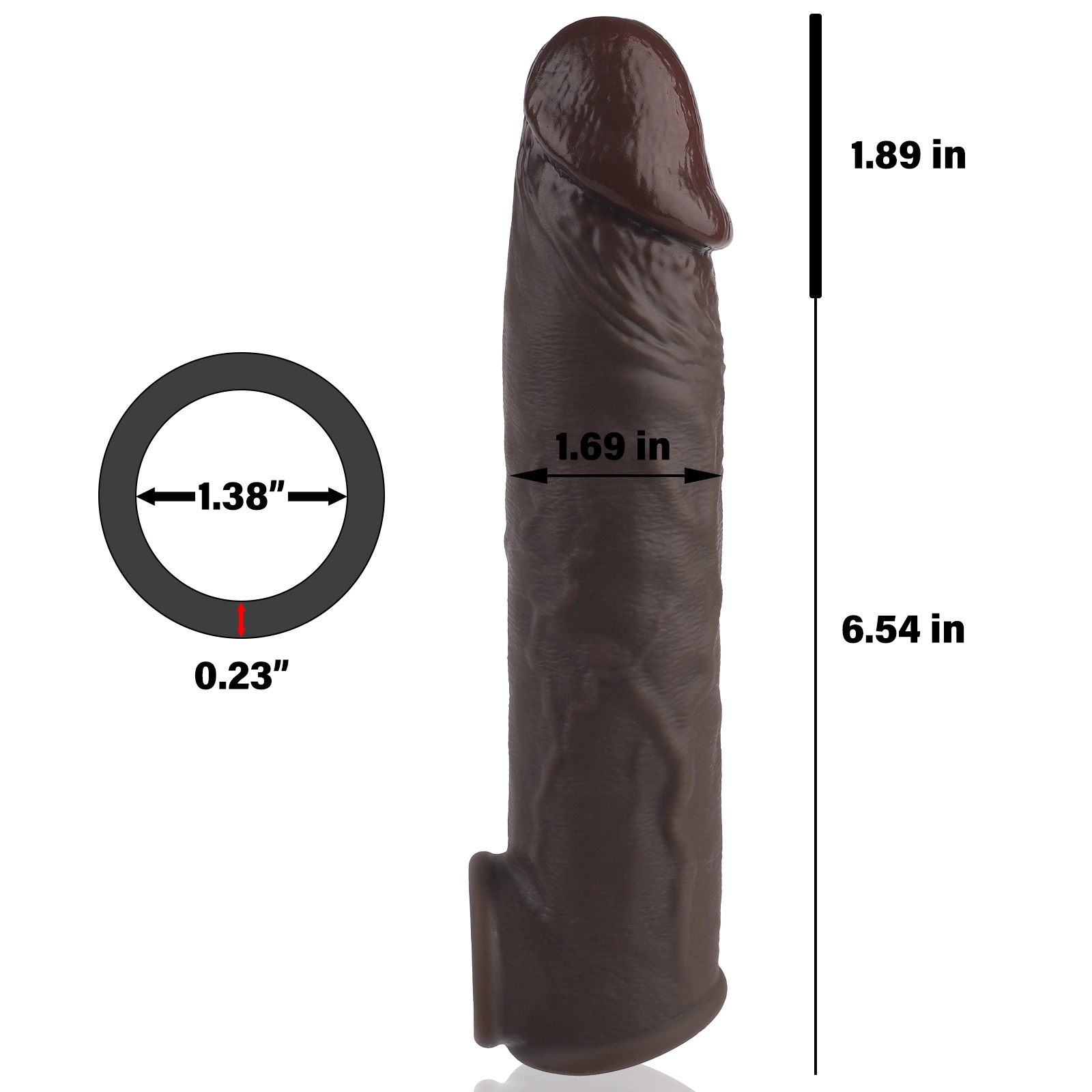 James 8.4“ x 1.7” Dark Brown Soft Dick Extender Sleeve