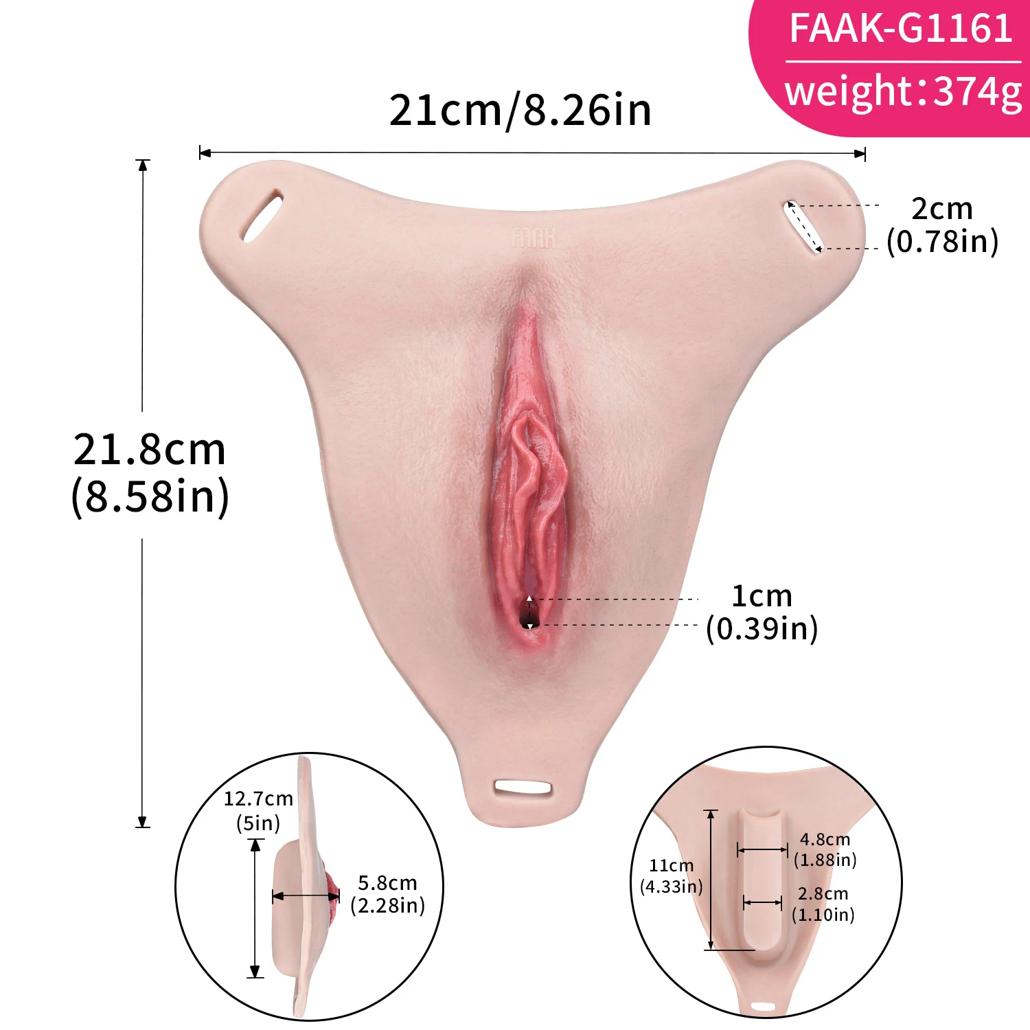High Quality Realistic Silicone Vagina Pad with Adjustable Straps