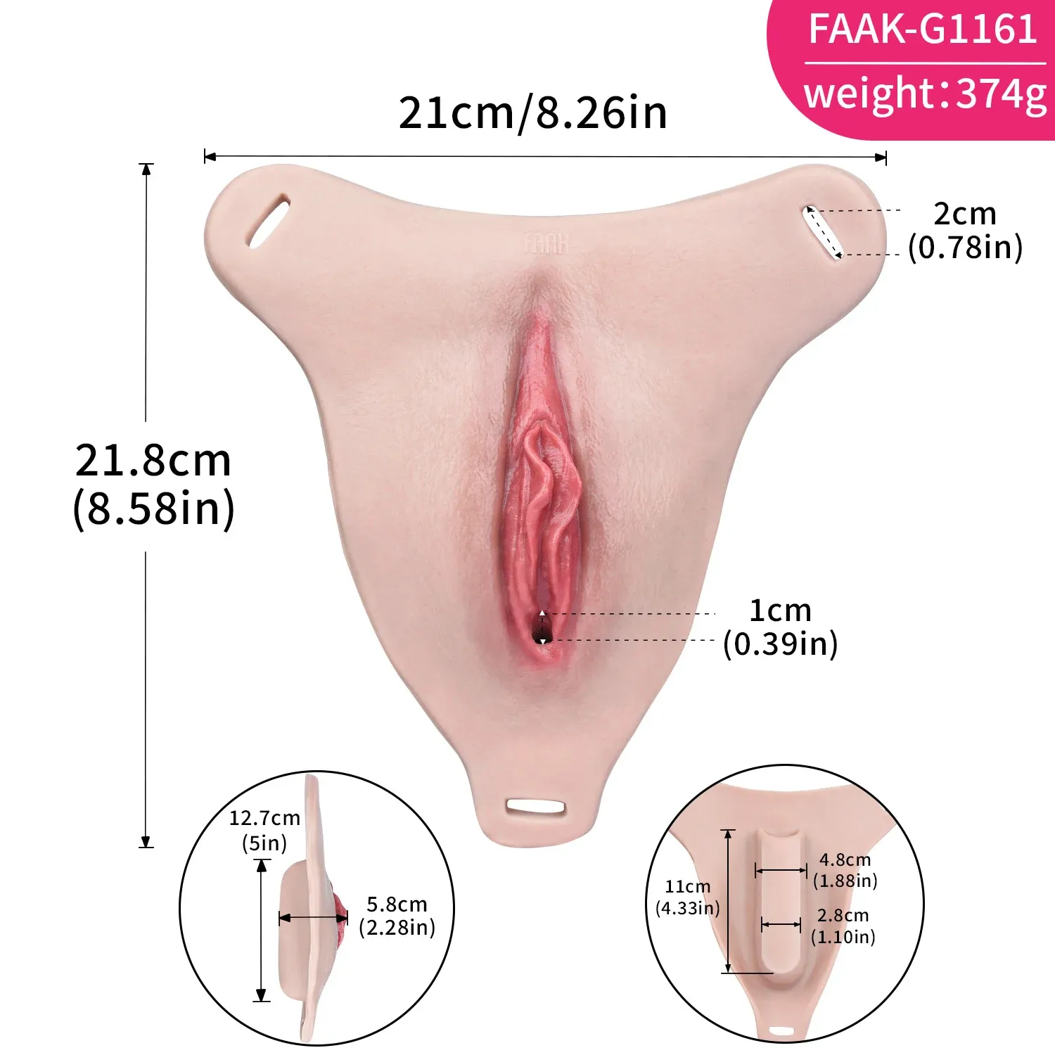 High Quality Realistic Silicone Vagina Pad with Adjustable Straps