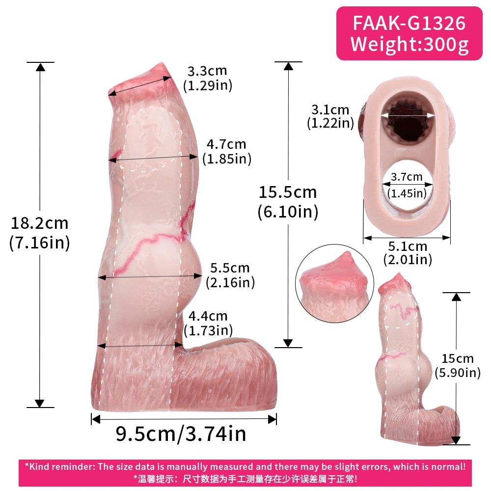 Kai Realistic Dog Penis Sleeve for Men, 3 Sizes, Platinum Silicone, Enhancing & Delay Ejaculation