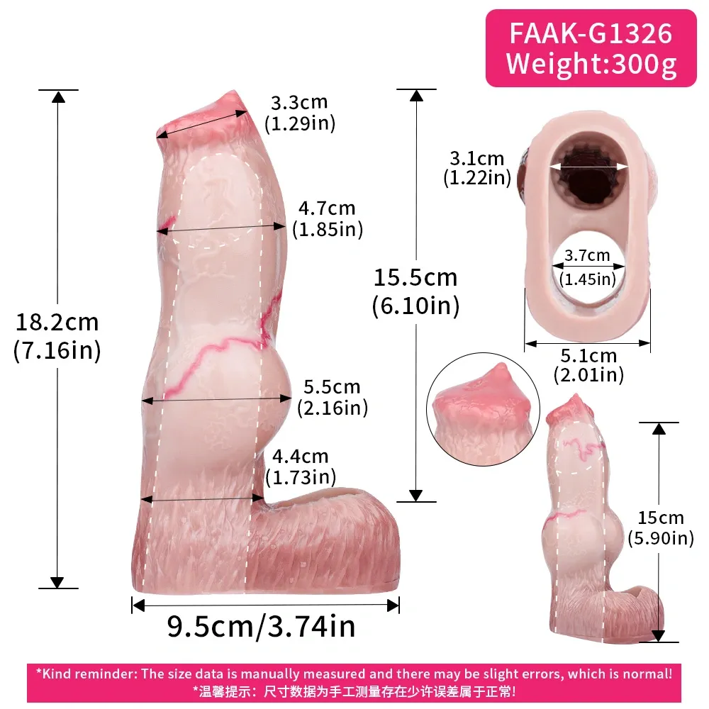 Kai Realistic Dog Penis Sleeve for Men, 3 Sizes, Platinum Silicone, Enhancing & Delay Ejaculation