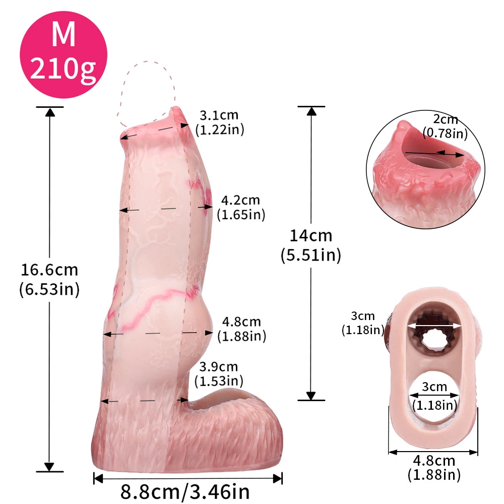 Kai Realistic Dog Penis Sleeve for Men, 3 Sizes, Platinum Silicone, Enhancing & Delay Ejaculation