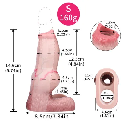 Kai Realistic Dog Penis Sleeve for Men, 3 Sizes, Platinum Silicone, Enhancing & Delay Ejaculation