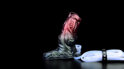 John 5.6" x 2.0" Black Warrior Water Spraying Cock Sleeve