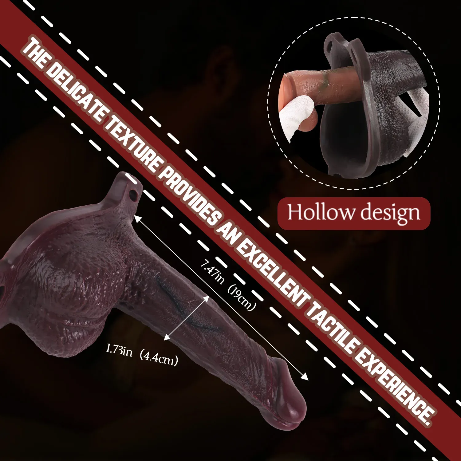 Dave 7.5" x 1.7" Strap on Realistic Brown Penis Sleeve