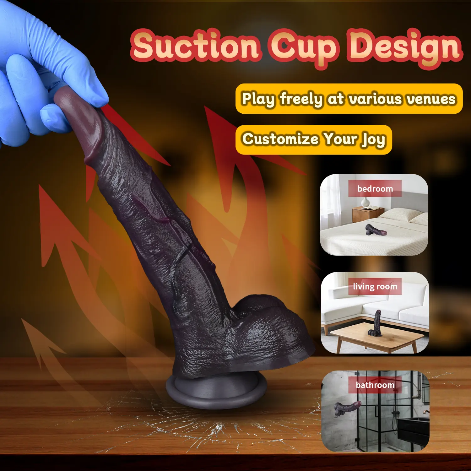 Axe 7.2"x1.4" Black Dildo Toys For Women, Dual Density with Sliding Skin