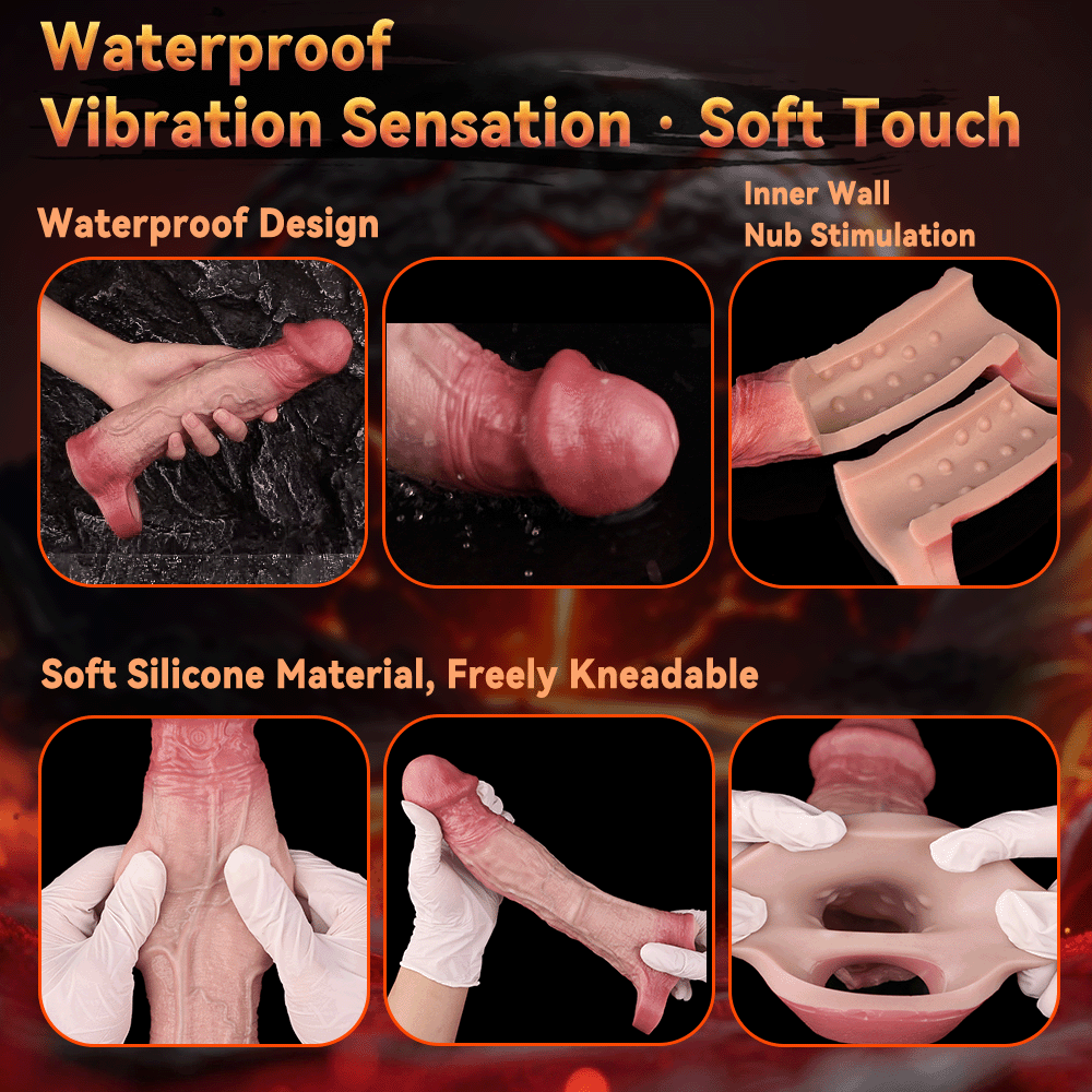 Elias 9.1"×1.9" Huge Realistic Penis Sleeve with 10 Vibration Modes
