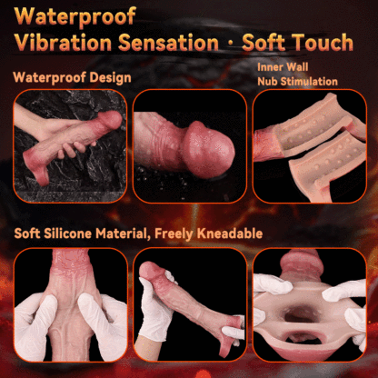 Elias 9.1"×1.9" Huge Realistic Penis Sleeve with 10 Vibration Modes