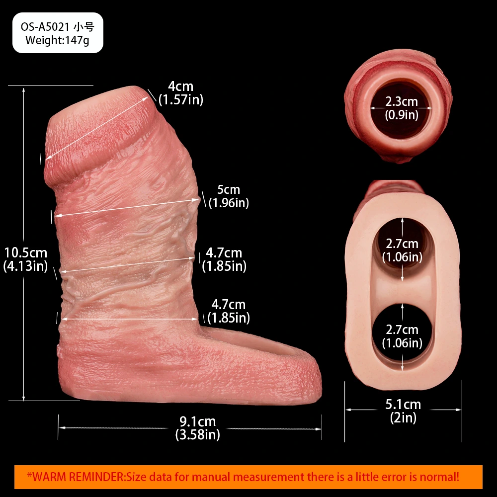 Ben 6.7” x 2” Open-End Realistic Soft Silicone Penis Girth Sleeve