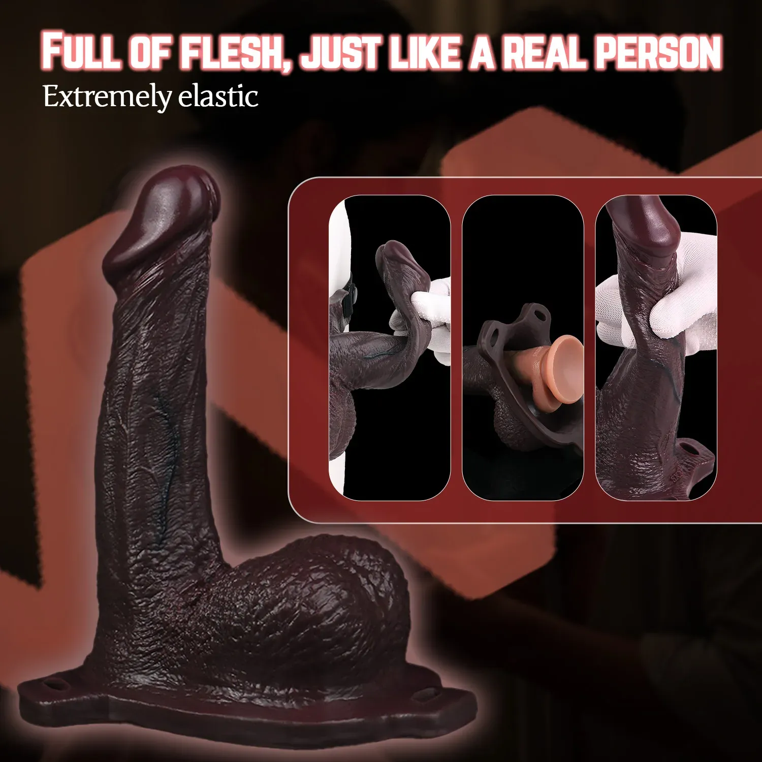 Dave 7.5" x 1.7" Strap on Realistic Brown Penis Sleeve