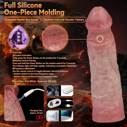 Daniel 7.4"×1.81" Realistic Vibrating Cock Sleeve Extender