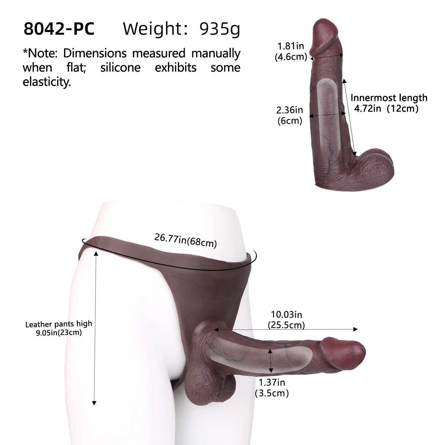 Sam 10" x 2.3" Super Huge Strap on Black Realistic Penis Extender