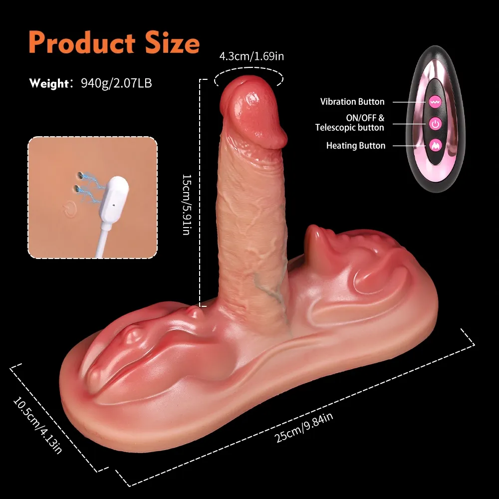 Caleb 5.9" x 1.7"  Realistic Thrusting Dildo With Triple Stimulation