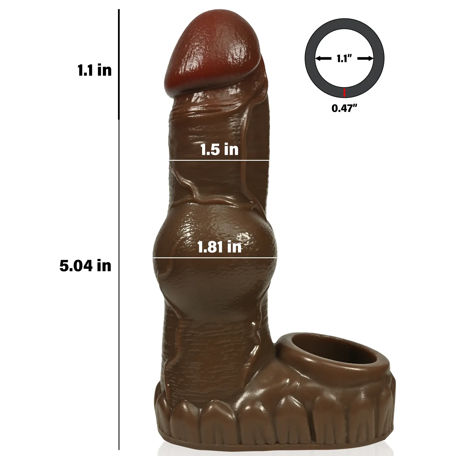 Connor 6.1"x1.8" Silicone Fantasy Cock Sleeve With Stimulation Balls