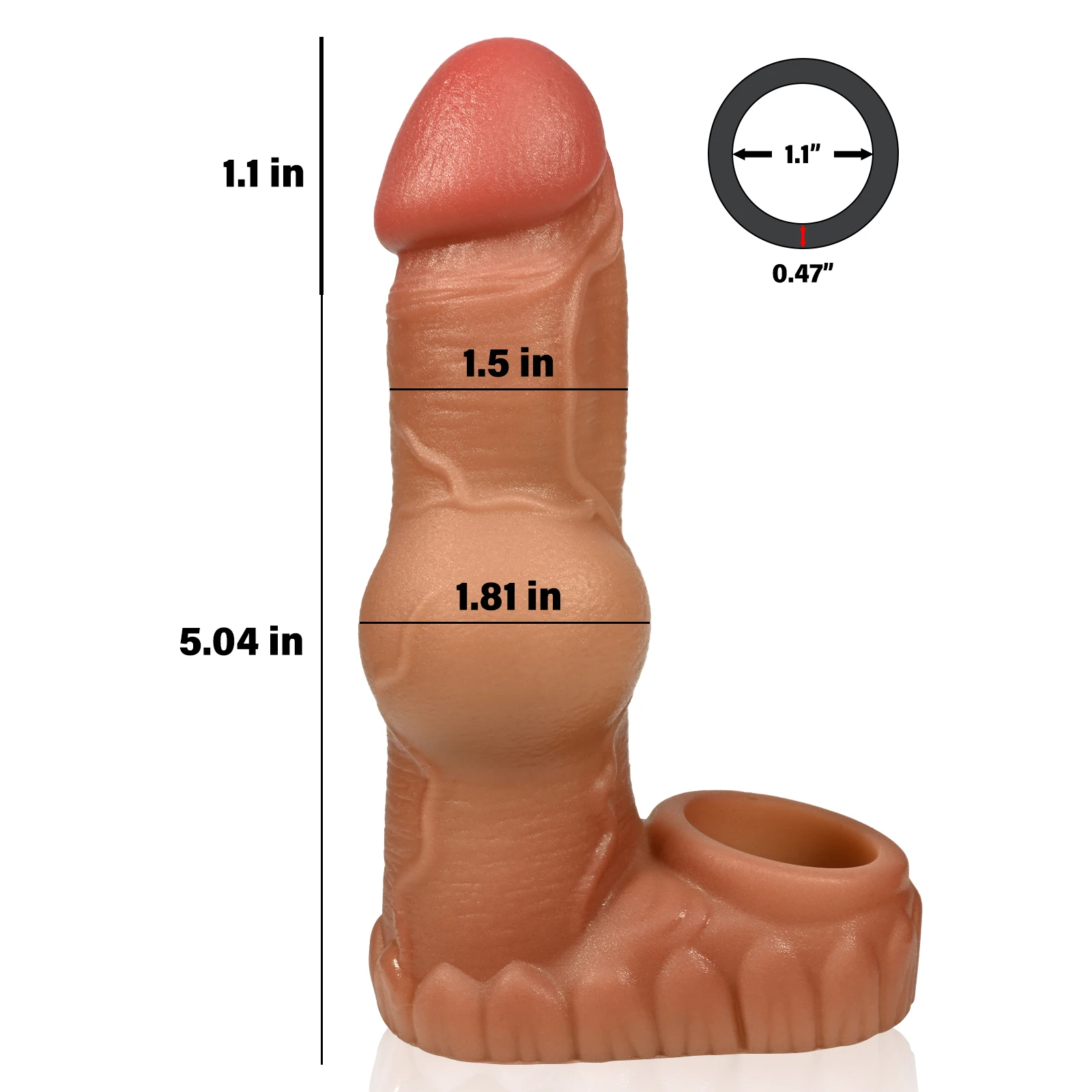 Connor 6.1"x1.8" Silicone Fantasy Cock Sleeve With Stimulation Balls