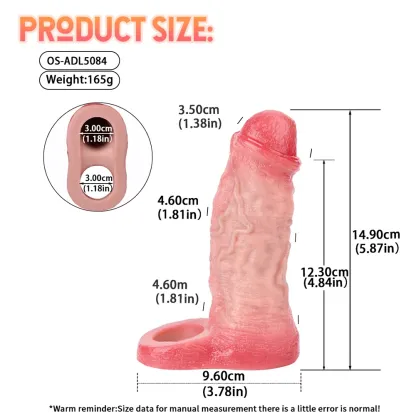Dylan 5.8"x1.8" Small Size Penis Extender Sleeve – Realistic Silicone Enlarger for Men