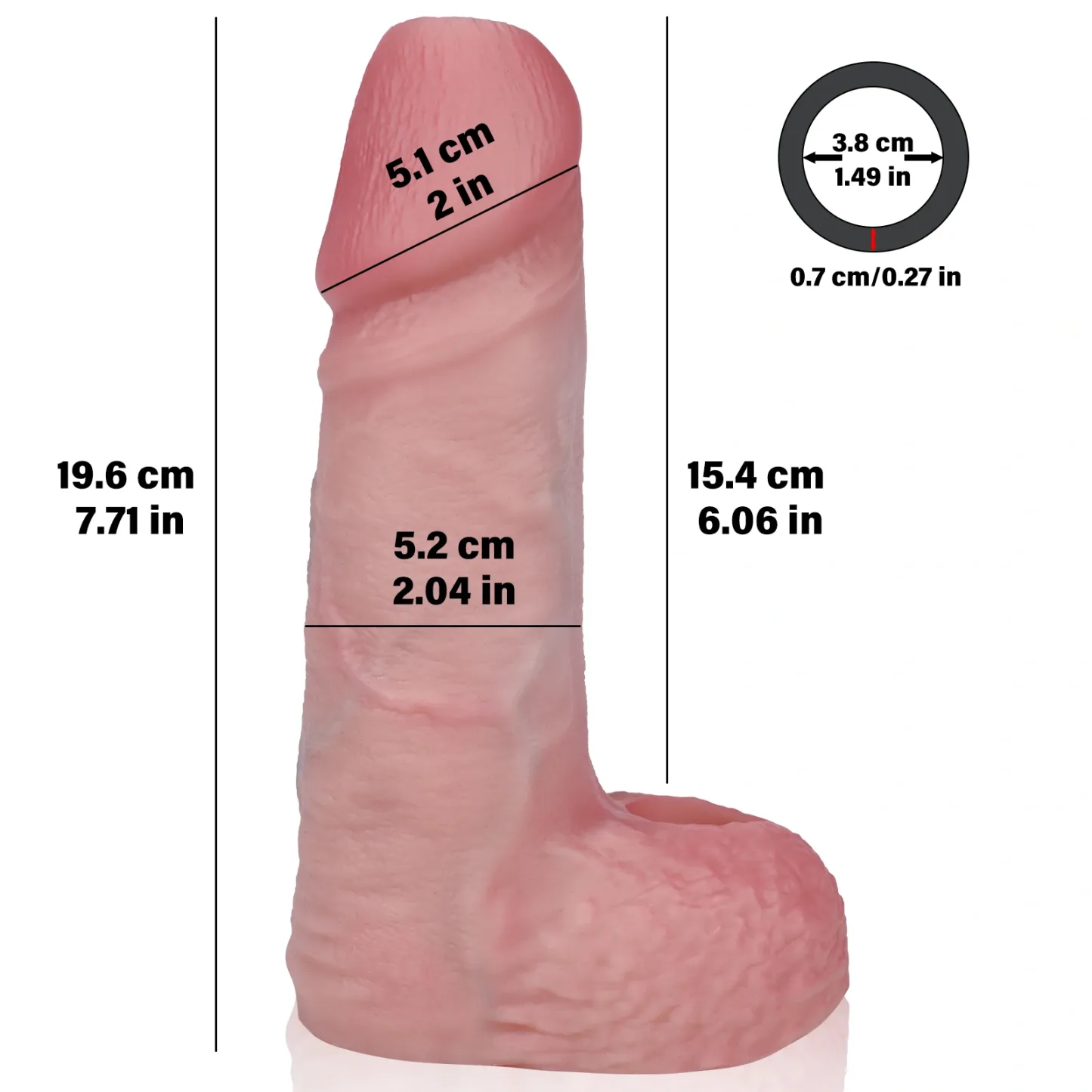 Dylan 7.7" x 2" Pink Realistic Penis Sleeve – Girth Enhancer