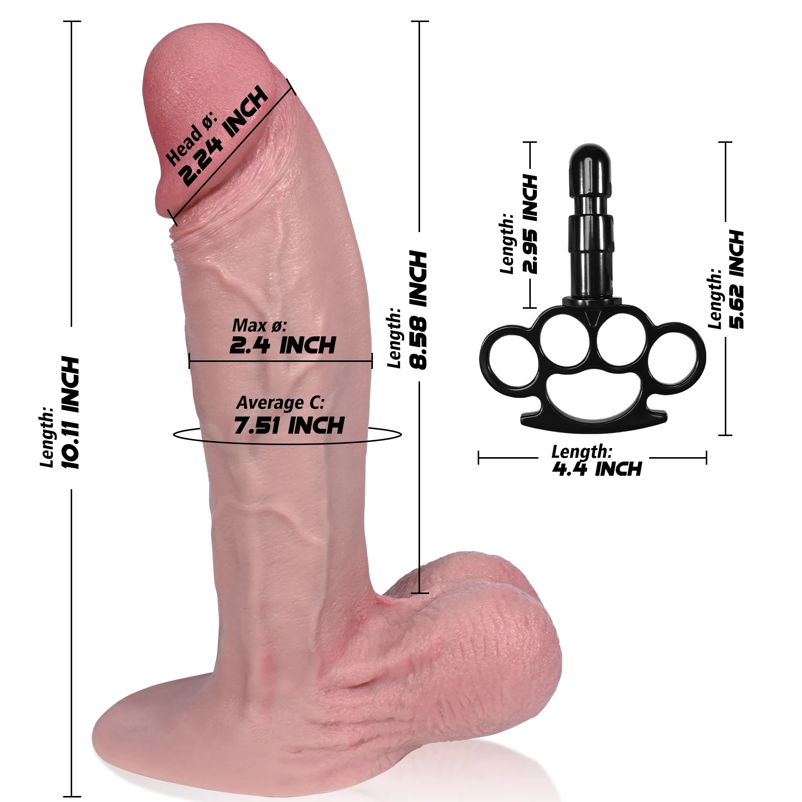 Elijah 10" x 2.4" Thick Flesh Dildo With Swinging Balls & Vac U Lock Suction Cup