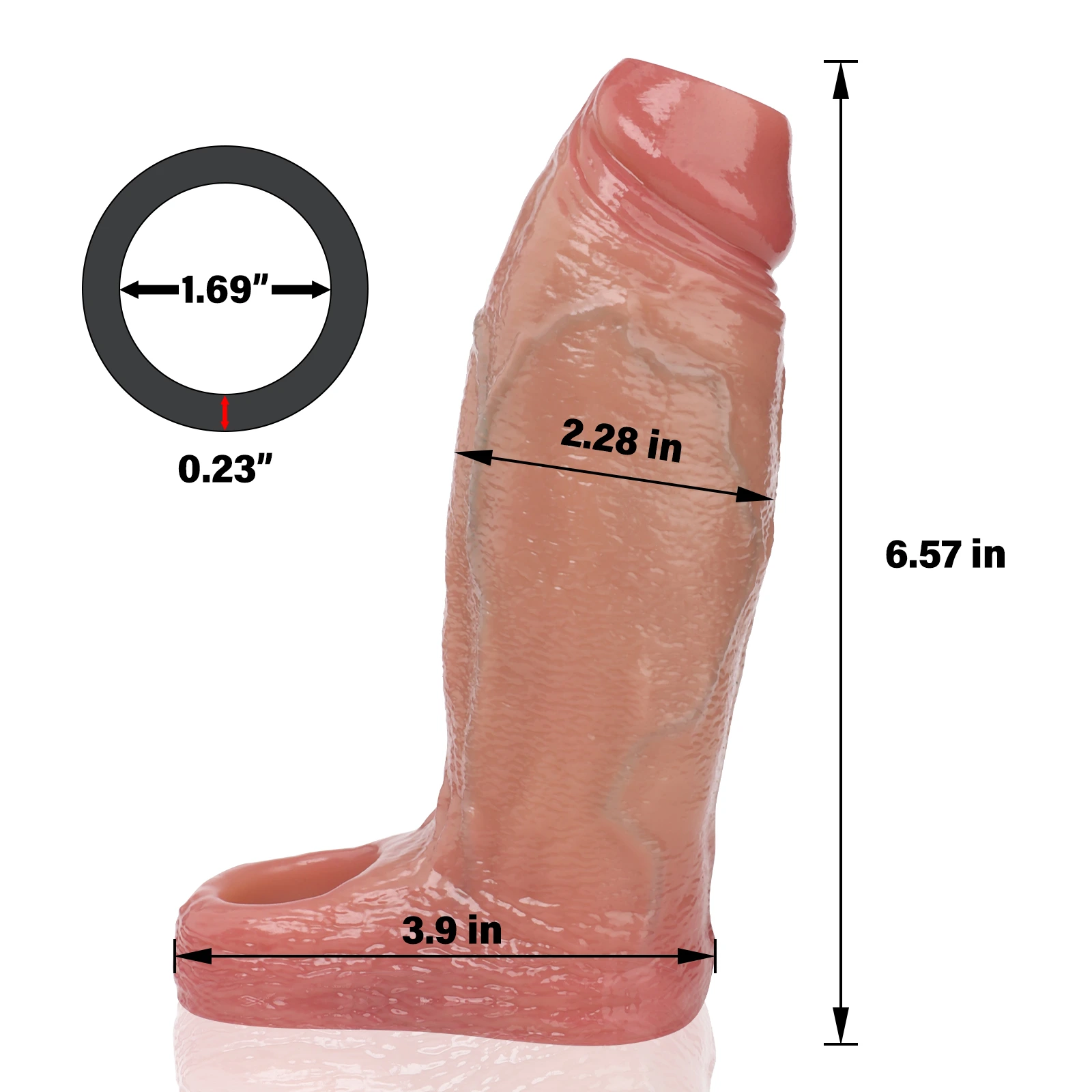 Elijah 6.6" x 2.3" Flesh-Tone Thick Penis Sleeve With Open-End Design