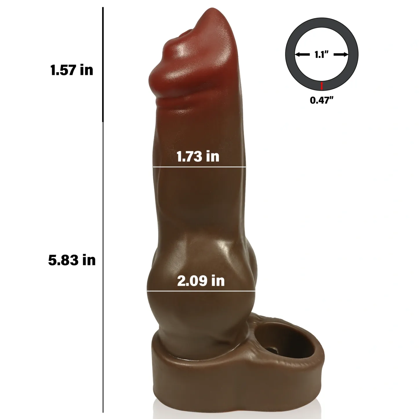 Elijah 7.3" x 1.7" Brown Silicone Fantasy Penis Sleeve