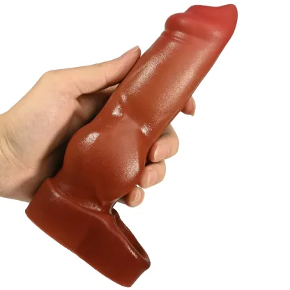Elijah 7.3" x 1.7" Brown Silicone Fantasy Penis Sleeve