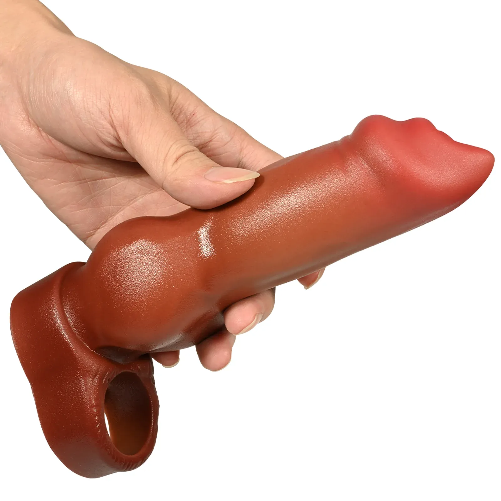 Elijah 7.3" x 1.7" Brown Silicone Fantasy Penis Sleeve