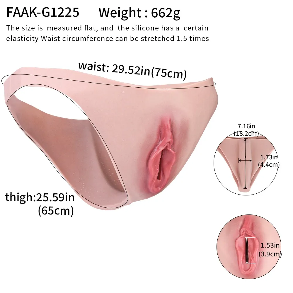 Luna Realistic Vagina Pants for Crossdresser, Medical Grade Silicone Hollow Transgender Panties