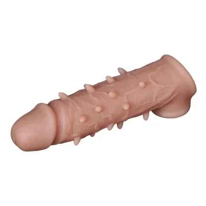 Hashid 7.1" x 2.1" Flesh Cock Extender With Textured Bumps