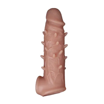 Hashid 7.1" x 2.1" Flesh Cock Extender With Textured Bumps