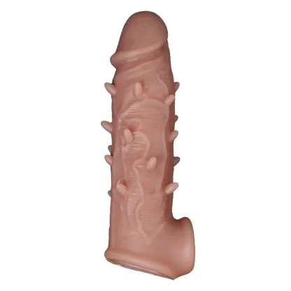 Hashid 7.1" x 2.1" Flesh Cock Extender With Textured Bumps