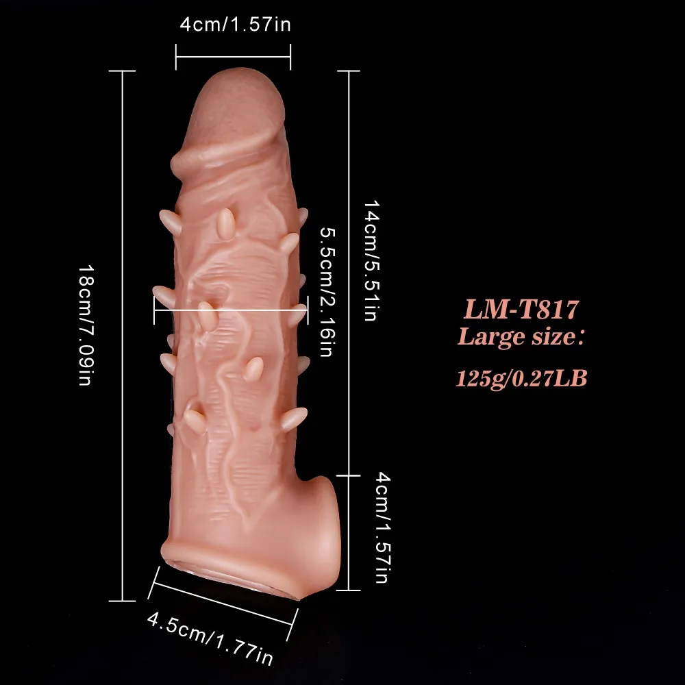 Hashid 7.1" x 2.1" Flesh Cock Extender With Textured Bumps