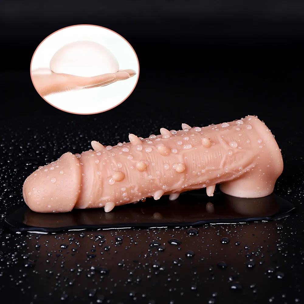 Hashid 7.1" x 2.1" Flesh Cock Extender With Textured Bumps
