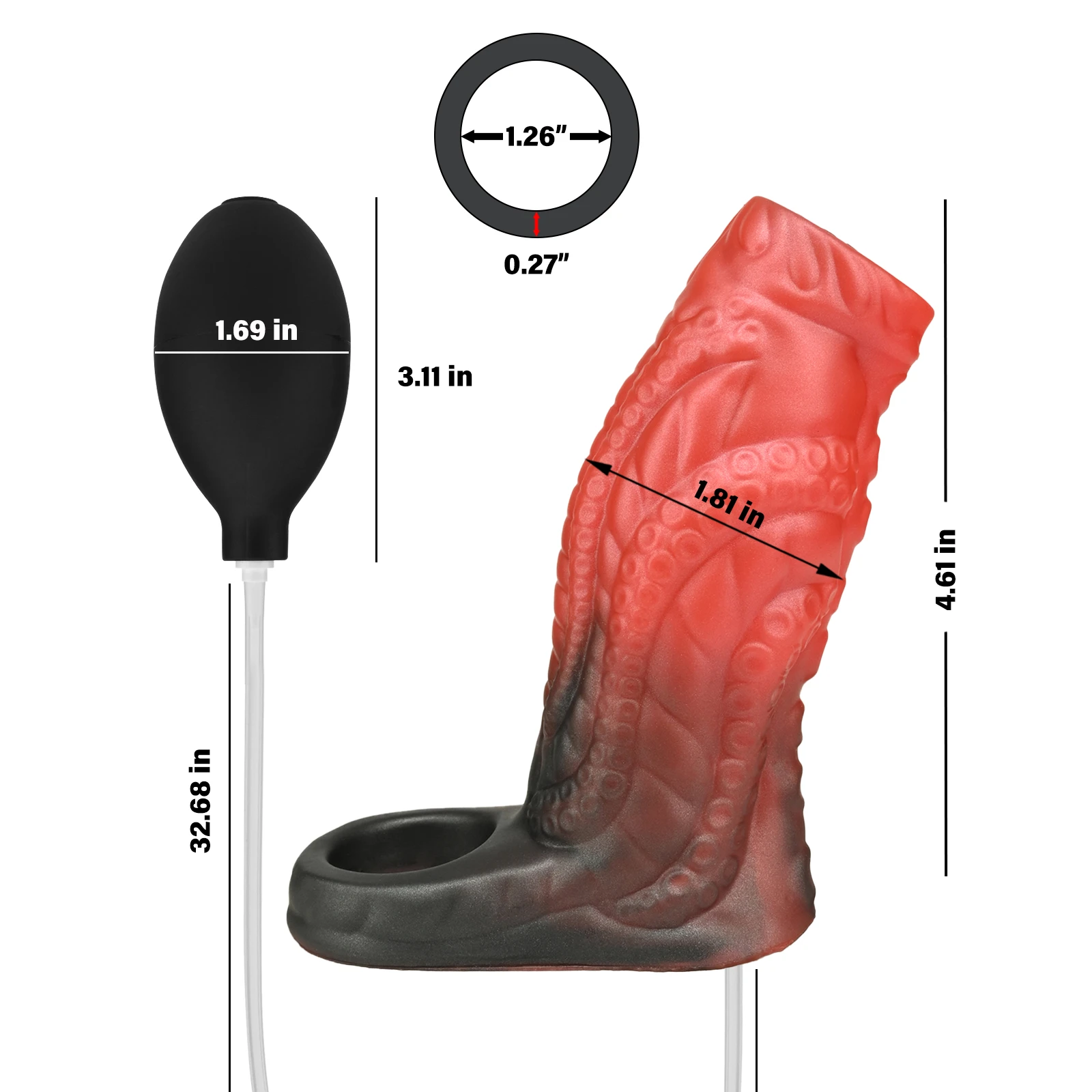 Logan 4.6" x 1.8" Small Color Penis Girth Sleeve With Water Spray Function