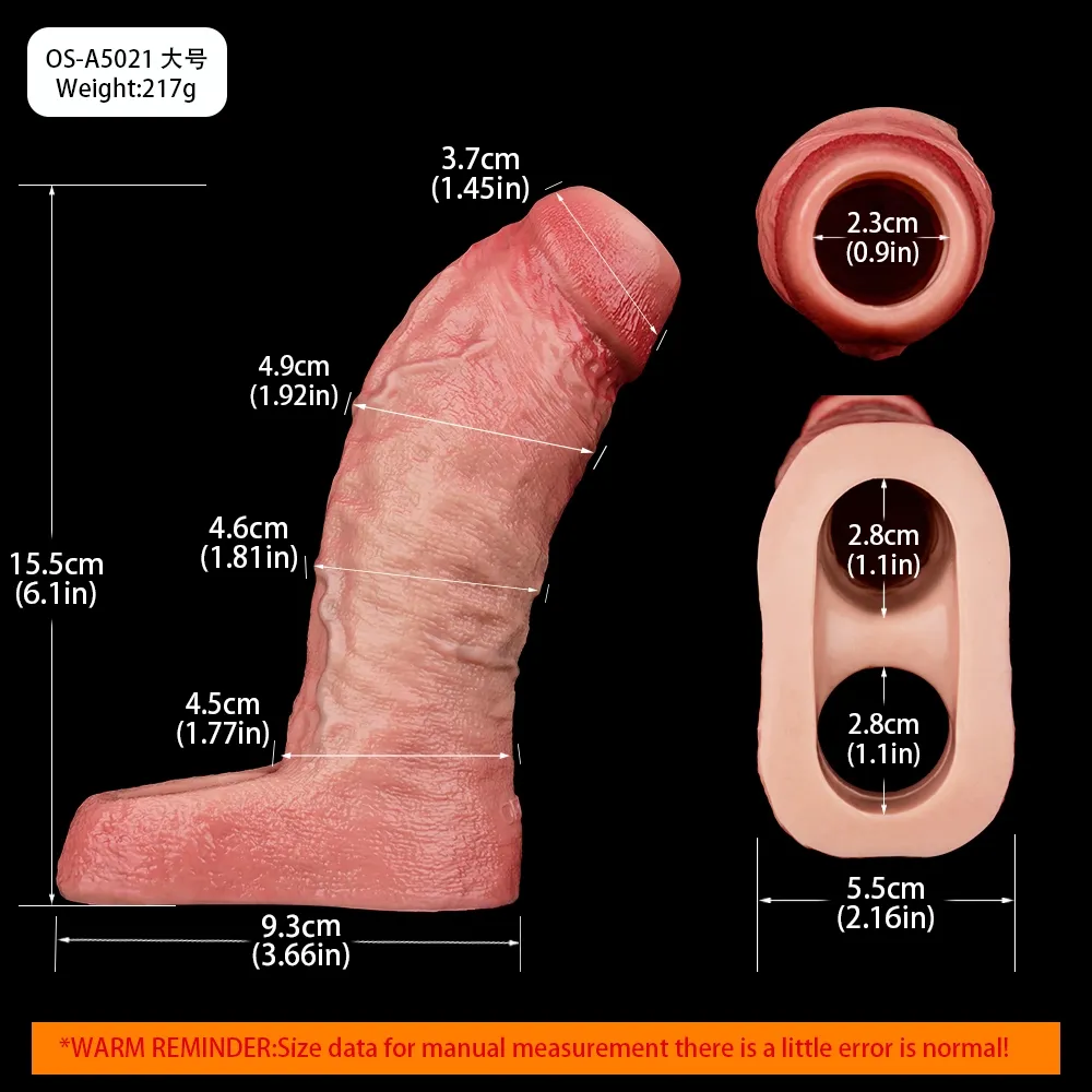 Ben 6.7” x 2” Open-End Realistic Soft Silicone Penis Girth Sleeve