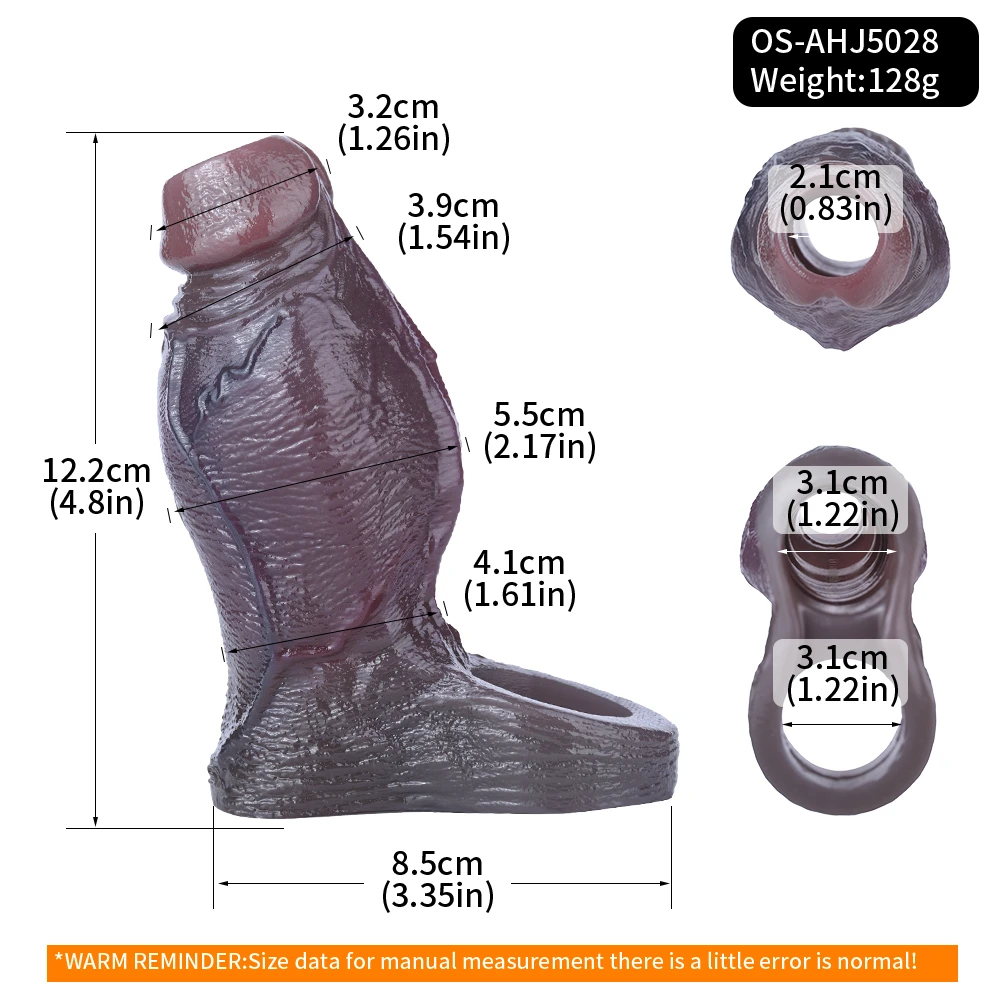 Felix 4.8"x2.2" Black Thick Fat Open Ended Penis Sleeve