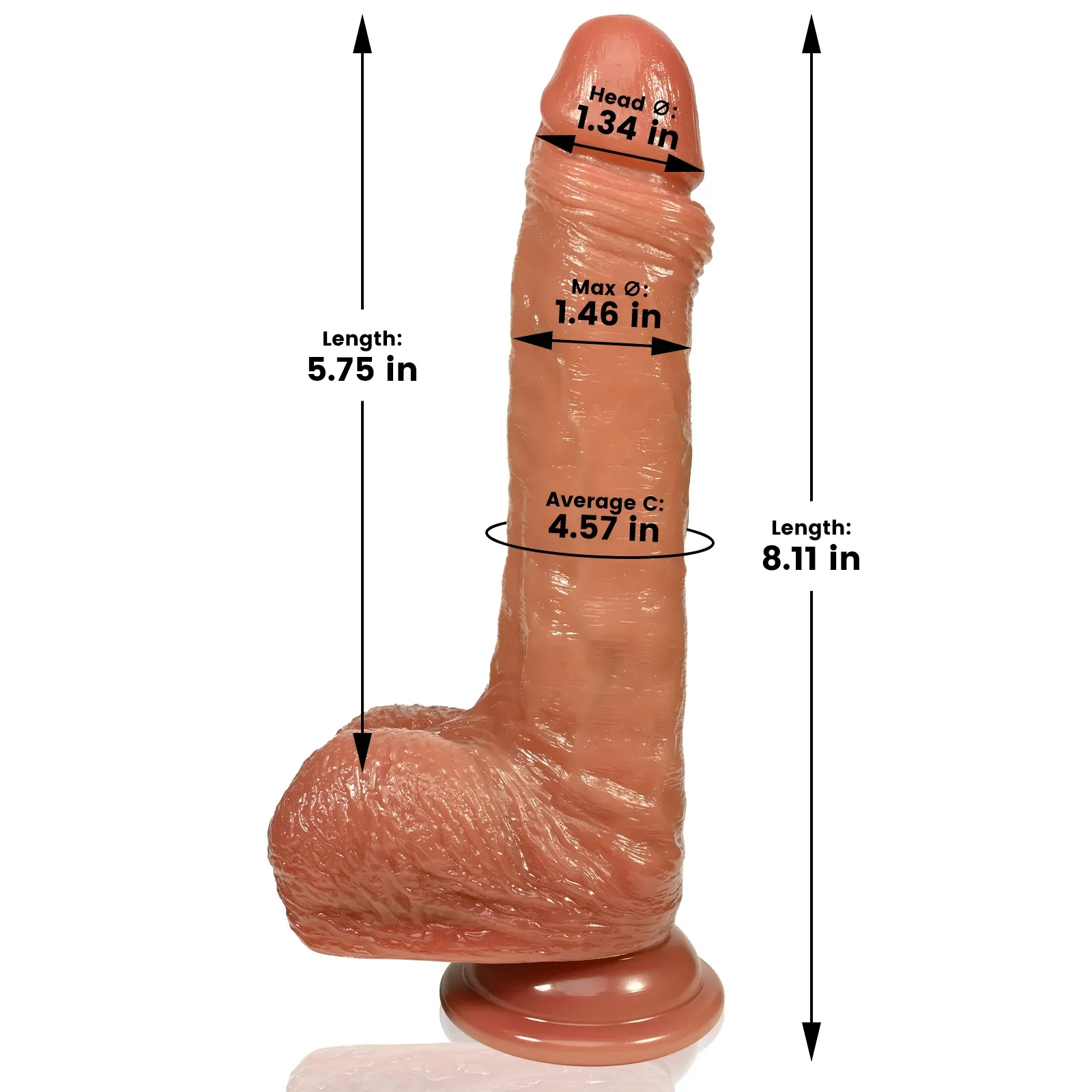 Luke 5.7"x1.3" Flesh Realistic Thrusting Dildos, Body-safe Silicone