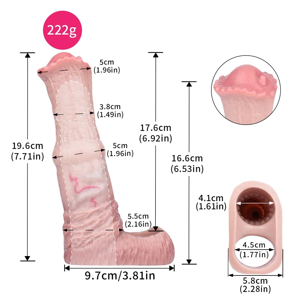 Realistic Horse Penis Sleeve, Fantasy Sleeve, 2 Sizes For Enhancing & Delay Ejaculation