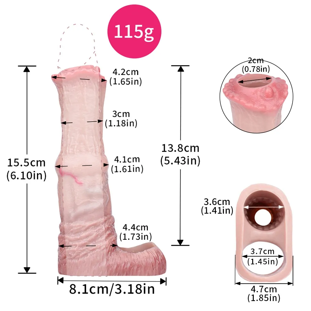 Realistic Horse Penis Sleeve, Fantasy Sleeve, 2 Sizes For Enhancing & Delay Ejaculation