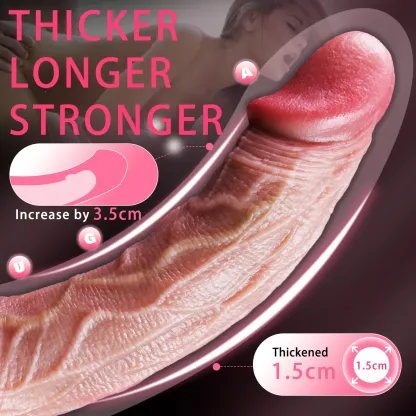 Hashid 6.6"x1.6" Realistic Silicone Penis Sleeve with Remote Control & Adjustable Plugs